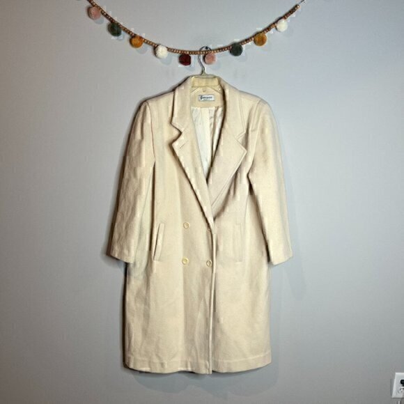 Vintage cream wool blend duster coat - Picture 1 of 6